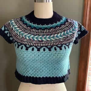 EUC 100% wool hand knitted cap sleeve crop top pullover sweater. Silky soft